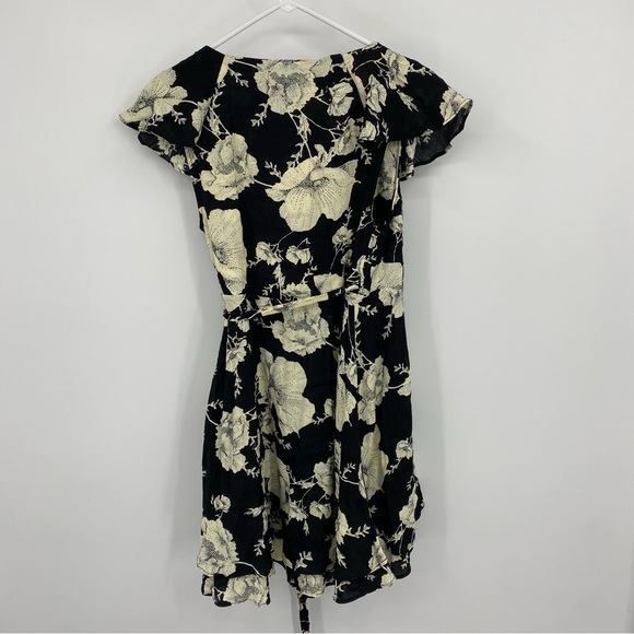 Free People French Quarter Printed Mini Wrap Dress Black Floral XS - Picture 5 of 10